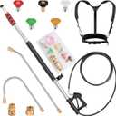 24 FT Gutter Cleaning Tools from The Ground - Telescoping Pressure Washer Wand - Gutter Cleaner Attachment with Power Washer Extension Wands, 5 Spray Nozzle Tips, 2 Hose Adapters and Support Belt