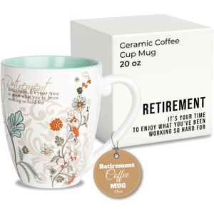 Pavilion Coffee Mugs - Mark My Words Retirement Mug with "Retirement, It's Your Time To Enjoy" Text Design - Ceramic Coffee Cup for Friends, Microwave & Dishwasher Compatible - Multicolor, 20 oz