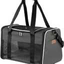Cat Carrier - Portable Foldable Dog Pet Carrier, Soft-Sided Pet Bag up to 28 Lbs, Airline Approved Travel Puppy Carrier (19.7"L x 12"W x 12"H, Brown)