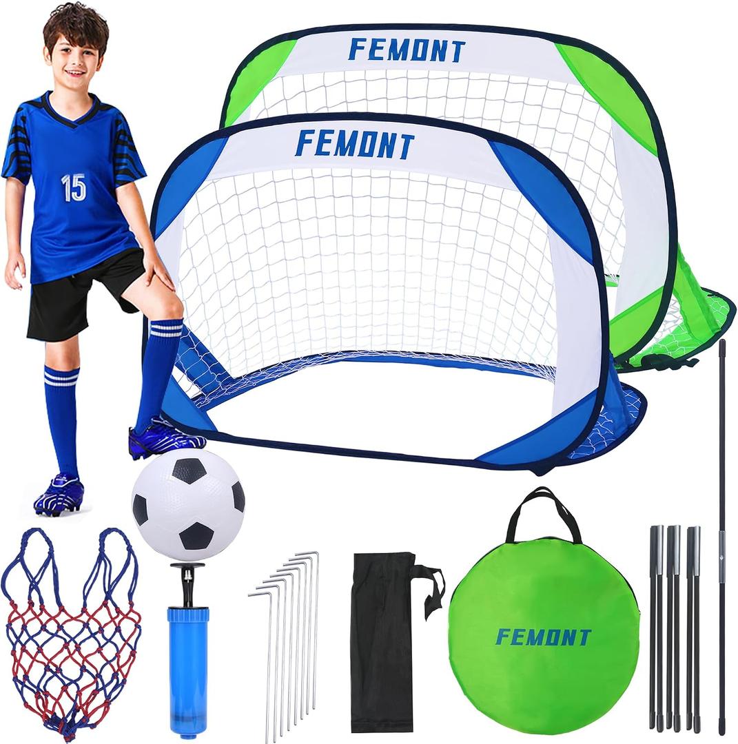 Soccer Goals Set for Backyard, 4x2.5FT Portable Pop Up Soccer Nets with Carrying Bag for Indoor Outdoor Games Practice Training Great for Kids and Adults