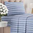 Twin XL Size 3 Piece Sheet Set - Comfy Breathable & Cooling Bed Sheets Set - Hotel Luxury Bedding for Women, Men, Kids, Teens, Boys & Girls - Deep Pockets and Wrinkle Free - Oeko-Tex - Blue Stripes 3