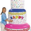 Fun Express Giant Inflatable Birthday Cake Party Decoration (6 feet Tall) Blow Up Birthday Decor for Indoor or Outside