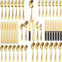 Tribal Cooking 49 Piece Gold Silverware Set - Service for 8 - Stainless Steel Gold Flatware serving set - Cutlery Set - Knives, Fork, and Spoon - Dishwasher Safe - Stunning Polished Finish