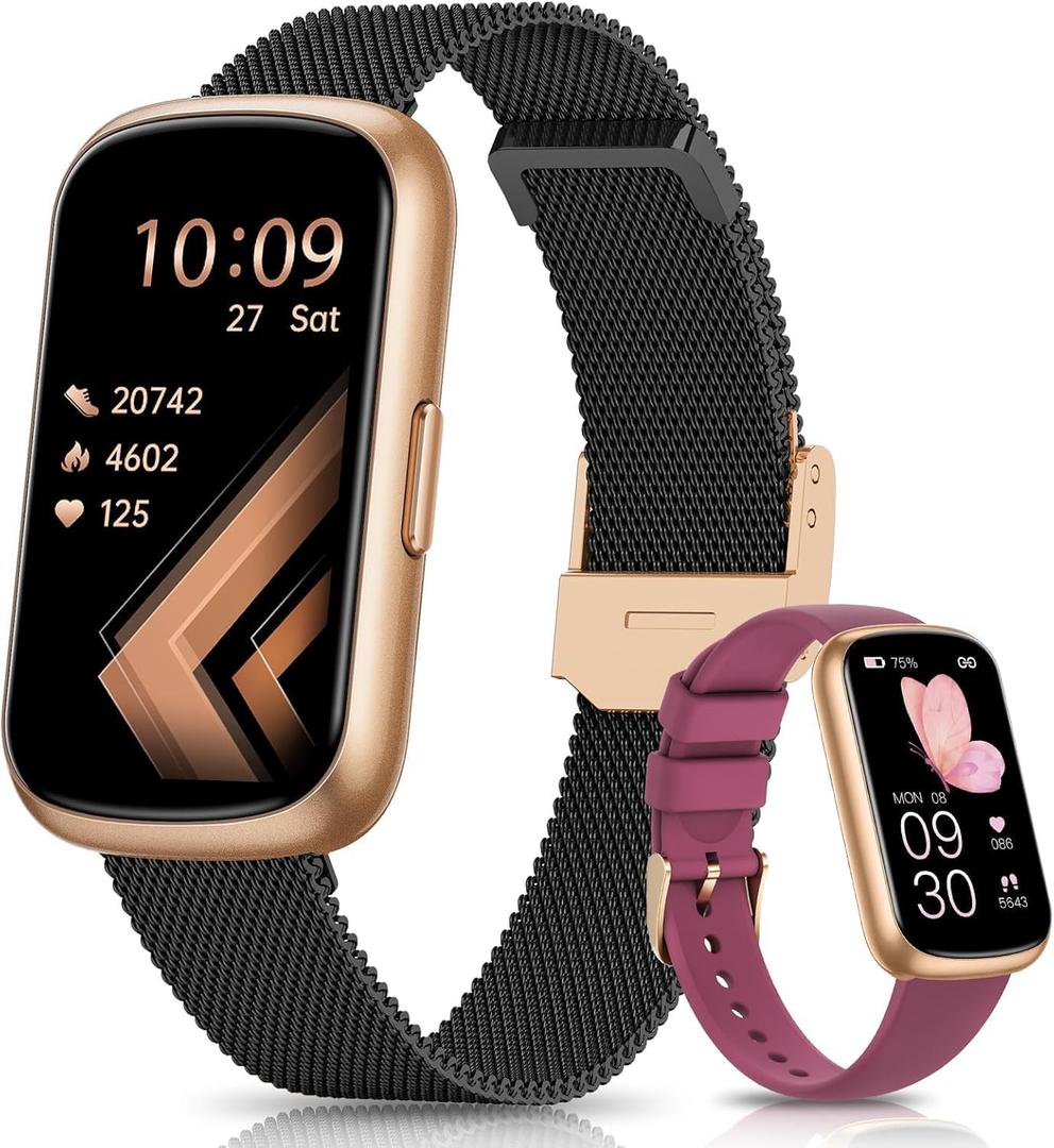 DEKELIFE Fitness Watches for Women, Fitness Tracker with Heart Rate/SpO2 Monitor, Smart Watches for Women with Sleep/Step Tracker (Black-Gold)