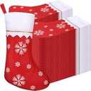 Sumind 100 Pieces Felt Christmas Stockings 15 Inch Party Favors Stockings Xmas Decoration Stockings Rustic Christmas Santa Stockings for Christmas (Snowflake with White Trim)