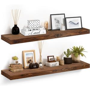 Floating Shelves, 48 Inch Wall Mounted Shelves, Set of 2, Brown
Pine Wood Construction, 6.8 Inch Deep, 2 Inch Thick, Hollow Design, Invisible Brackets, Farmhouse Decor