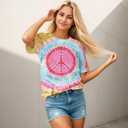 Women Hippie Shirt 60s 70s Tie Dye Hippie Costume T-Shirt Peace Love Tshirt Vintage Graphic Tee Tops, XL 