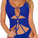 Sovoyontee Women's Sexy One Piece Swimsuits Thong Cheeky Bikini Bathing Suit, Sapphire Blue, S
