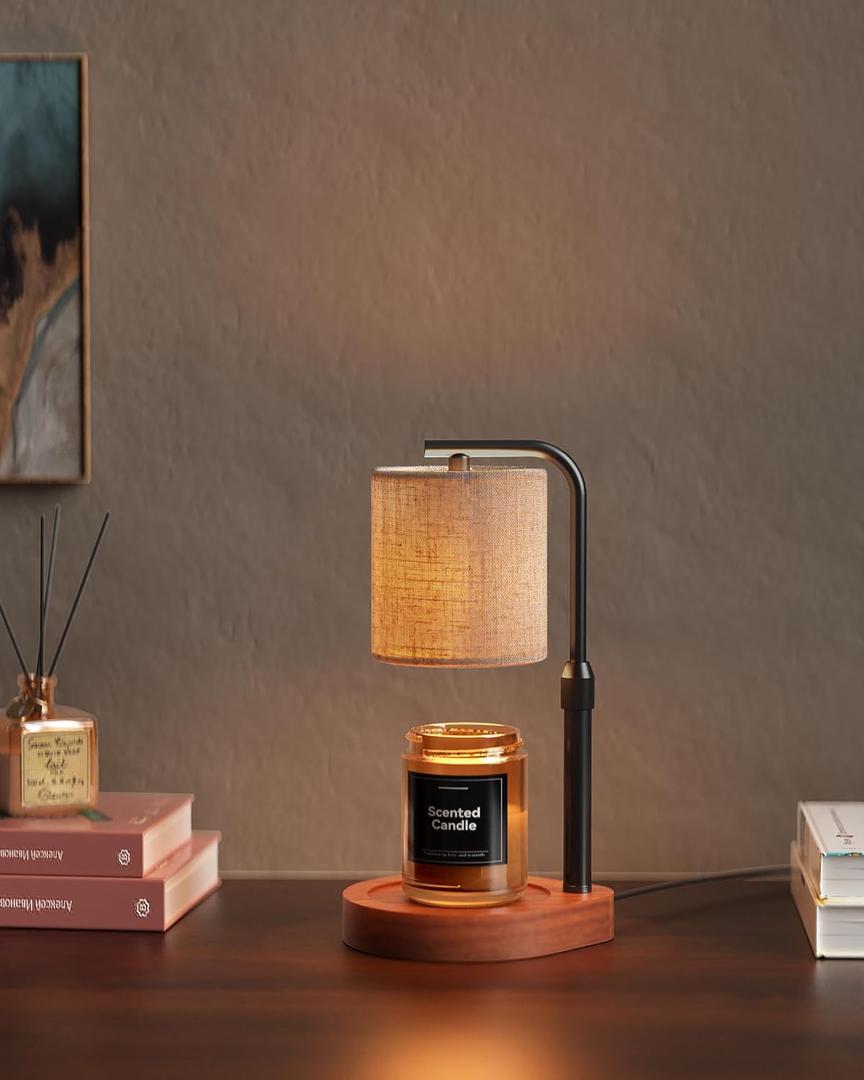 Candle Warmer Lamp with Timer & Dimmer for Yankee Candles, Adjustable Height Candle Warmer for Jar Candles, Wax Melt Lamp for Cozy Home Decor & Gifts,Linen, 2 Bulbs