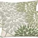 Sage Green Decorative Dahlia Boho Lumbar Pillow Covers 12x20 Inch Set of 2 Geometric Floral Elegant Gray Green White Decor Rustic Farmhouse Throw Pillows Cushion Cases for Sofa Bed Decor