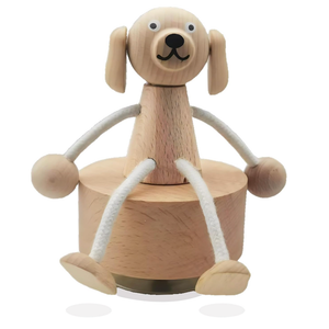 Wooden Dog Music Box Gift for Daughter Girls Son, Fun Puppy Figurine with Flexible Legs, Personalized Christmas New Year Birthday Gift for Dog Lovers, Wind Up Musical Box Play You Are My Sunshine