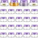 Tessco for you 24 Pack Plastic Jars with Lids Labels Multiuse Slime Containers Empty Body Scrub Jars Round Refillable Cosmetic Body Butter Containers for Makeup Travel Storage(5 oz,Clear, Purple)