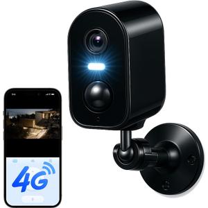 KKB 4G LTE Cellular Security Camera Built-in SIM Card, 2K No WiFi Security Cameras Indoor with PIR Motion Detection, Wireless Outdoor Battery Camera Without Internet, Color Night Vision, 2 Way Audio