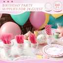 Reallnaive 192 Pcs Pink Bow Party Supplies Severs 24 Guests Coquette Birthday Decorations Includes Plates Cups Napkins Tableware Sets for Girl Bachelorette Bridal Engagement