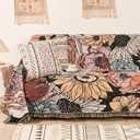 Boho Throw Blanket for Bed Couch Sofa Reversible Cotton Bohemian Travel Boho Quilt Mexican Muslin Blanket Tapestry Hippie Room Decor Outdoor Blanket Double Sided (Boho Flower Dark 60"x80")