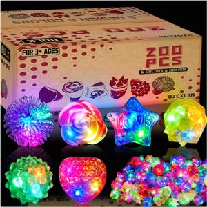 200 PCS Glow Rings Bulk Party Supplies(6 color), Light Up Rings for Kids & Adults, Glow in The Dark Party Favors, Halloween, Rave, LED Jelly Ring for Goodie Bags Stuffers, Glow Jewelry for Boys Girls