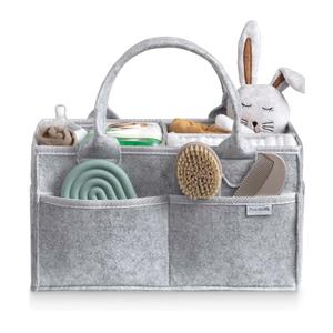 PUTSKA Baby Diaper Caddy Organizer - Nursery Storage Basket for Diaper Station, Baby Basket Shower List and Registry Gift Must-Haves, Newborn Essentials, Nursery Decor for Boy or Girl - Grey, Regular
