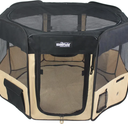 EliteField 2-Door Soft Pet Playpen, Exercise Pen, Multiple Sizes and Colors for Dogs, Cats and Other Pets (62" x 62" x 36"H, Black+Beige)