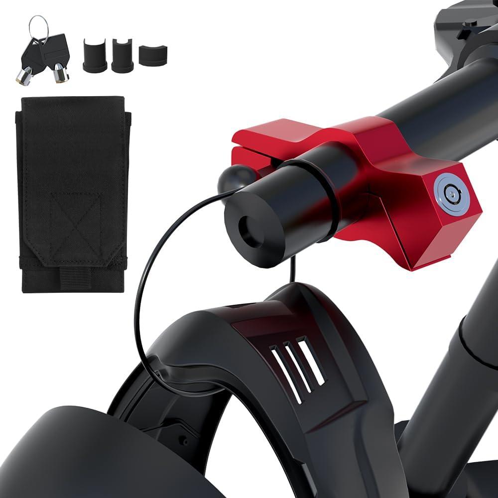 Motorcycle Lock & Helmet Lock Combo, Motorcycle Brake Lock Anti Theft Motorcycle Handlebar Lock for Mopeds, Motorbikes, ATVs, Dirt Bikes, Street Bikes (RED)