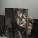 RyounoArt Lion Canvas Print Black and White Cool Lion Picture Wall Art Wild Animal Painting for Home Living Room Bedroom Decoration Framed Large