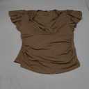 GRACE KARIN 2025 Womens Tops Summer Wrap Blouse V Neck Ruffle Sleeve Dressy Casual Top Ruched Trendy Clothes, Size Large