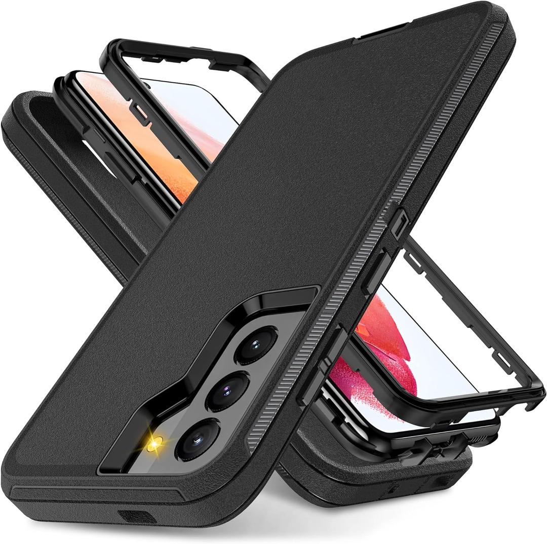 for Galaxy S21 Case, Military-Grade Protective Heavy Duty Phone Case, Shockproof Drop/Dust Proof 3-Layer Heavy Duty Protection Case for Samsung Galaxy S21 5G, Black