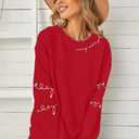 Christmas Sweatshirt Women Christmas Light Sweatshirts Merry And Bright Xmas Long Sleeve Shirts Crewneck Pullover Tops (Red, XL)