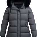 Women's Plus Size Down Coat| Waterproof, Windproof, Detachable Hood, Flannel Lined (4X, Dark Grey)