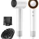 Hair Dryer, 150000 RPM High-Speed Blow Dryer with 500Million Negative Ions for Fast Drying, Lightweight & Thermo-Control, Hair Dryer with Diffuser and Nozzle, Ideal for Salon & Travel, White
