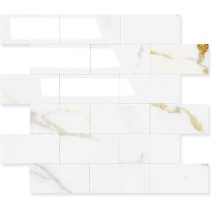 2026 New Upgrade Peel and Stick Backsplash Tile, Peel and Stick 11.34" X 11.57" Wall Tile for Kitchen, Bathroom, Fireplace, Laundry (Polished Marble, 20 Packs)