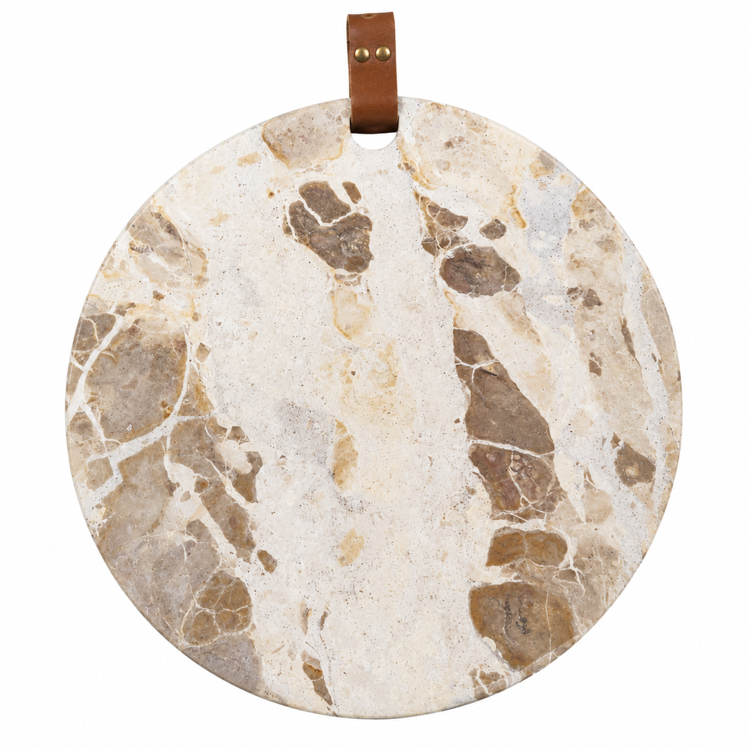 Mud Pie Round Marble Board; 15 1/2" x 14"