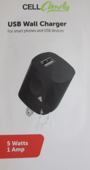 Cell Candy - USB Wall Charger for Cell Phones & USB Devices - Black