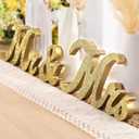 Jetec Mr and Mrs Sign Vintage Style Wooden Glitter Mr and Mrs Letters Sign Wedding Sweetheart Table Decorations for Wedding Party Photo Prop Table Decoration(Gold)