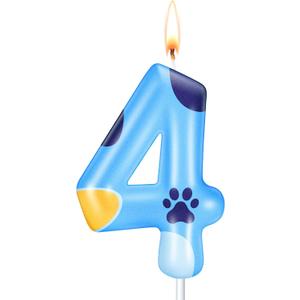MTLEE Blue Dog Paw Candles Birthday Cake Decorations Cake Cupcake Topper for Boy and Girl Birthday Decoration(4)