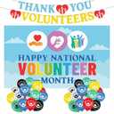 Tudomro 63 Pcs Volunteer Appreciation Party Decorations, Thank You Volunteers Banners Balloons Set, Happy National Volunteer Month Backdrop, Balloons Holiday Festival Celebrating Party Decor Supplies