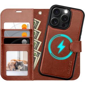 OCASE for iPhone 16 Pro Case Detachable Wallet Case with Card Holder, 2 in 1 Pu Leather Flip Folio with RFID Blocking Stand Wrist Strap Shockproof Phone Cover 6.3 Inch 2024, Dark Brown (iPhone 16 Pro, Dark Brown)