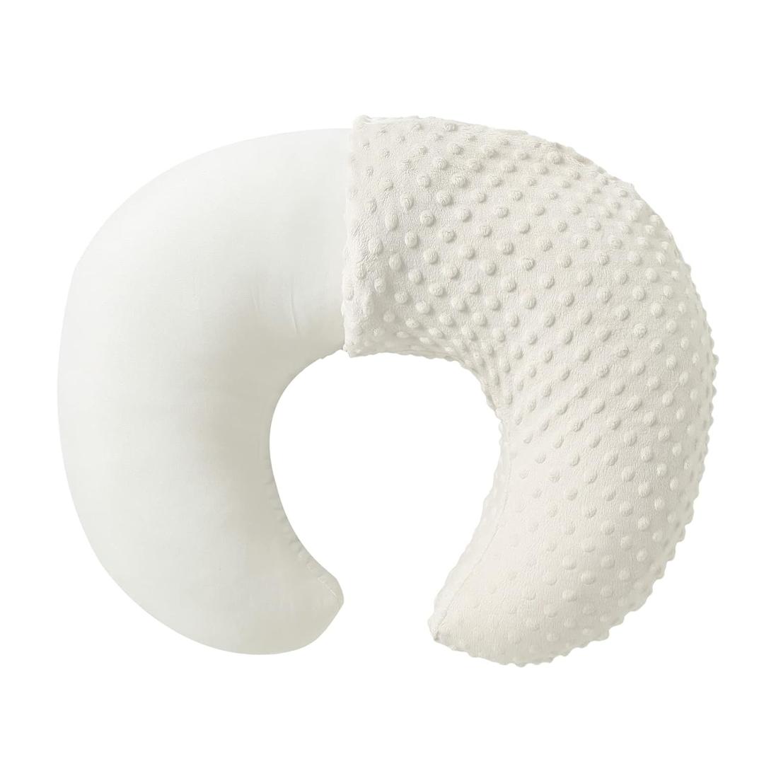 Nursing Pillow and Positioner with Cover for Breastfeeding and Bottle Feeding, Propping Baby, Tummy Time, Baby Sitting Support, Awake-Time Support (Beige, 22" x 17.7" x 5.9")