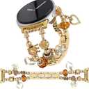 Gold Watch Bands Compatible with Samsung Galaxy Watch 8 40mm/44mm/Classic 46mm, Unique Charms Chain Strap Pandora Bracelet Wristband for Galaxy Watch 8 Classic 46mm Women