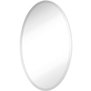 Hamilton Hills Large Oval Mirror 24x36 inch Polished Glass Frameless, Lightweight Mirror for Wall | 1" Beveled Rounded Bathroom Mirrors for Vanity | Oval Hanging Wall Mounted Mirror for Home Gym