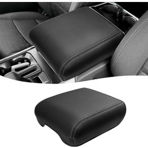 Center Console Cover for 2021-2026 Ford F150 Accessories, Vinyl Leather Middle Armrest Cusion Protector, Anti-Scratch, Black Gray Stitches, Bucket Seat Only(not for Work Station)
