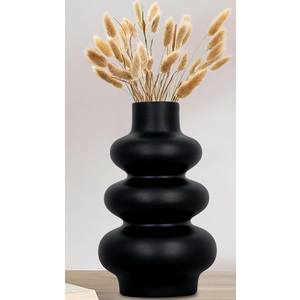 Ceramic Art Vase Modern Hydroponic Flower Arrangement Vase Stylish Desktop Decor for Living Room Bedroom Office Material for Dried Artificial Flowers Black