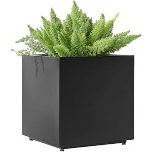 Large Metal Outdoor Planter Box 20Wx20Dx21.5H, Galvanized Steel Cube Planters for Outdoor Plants, Easy Assembly - 5mins Quick Install, Large Square Flower Pot for Patio, Deck, Garden, Yard, Black