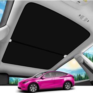 2025 Upgrade Sunshade Roof for Tesla Model Y 2025-2020 [No-Gap/No-Sagging] Roof Sun Shade Heat Insulation Sunroof Shade for Tesla Model Y Accessories 2025-2020 Black