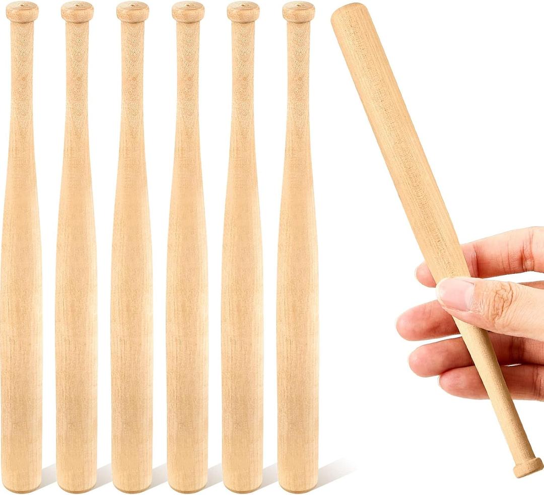 Juexica 9 Pcs 8 Inches Unfinished Mini Baseball Bat Unpainted Small Wooden Bats for Painting Keychain Action Figures DIY Craft Projects Ball Sports Party Favors