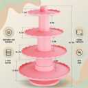 4-Tier Cupcake Stand for 36 CupcakesLarge Plastic Cupcake Tower Stand Cupcakes Holder Tree4 Tiered Dessert Table Stands for PartyReusable Cookie Risers for ChristmasWeddingBirthday Party Events (Pink)
