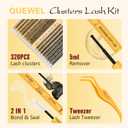 QUEWEL Lash Clusters Kit, 320 Pcs 30D+40D Lash Cluster Eyelash Extensions 9-16mm Lash Clusters Wispy Kit with Eyelash Clusters Bond and Seal Glue Remover Tweezers (30D+40D Kit) (MIX Length)