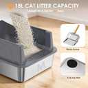 Stainless Steel Litter Box with Lid: Metal Cat Litter Box for Small Cats with Scoop, High Sided Kitty Litter Pan Tray, 17.4'' x 13.5'' x 8.5'', Non-Stick, Anti-Leakage, Easy Cleaning (Dark Gray) (Medium)