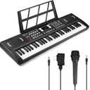61 Keys Electronic Digital piano, Portable Keyboard Piano with Built-in Speaker and Microphone, Sheet Stand and Power Supply, Keyboard Piano Teaching Gift for Beginners Eelectric