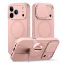 SURITCH for iPhone 17 Pro Case with Camera Control Cover, Camera Cover and Adjustable Kickstand, Compatible with MagSafe, Shockproof Bumper Protective Cases 6.3 Inch, Pink