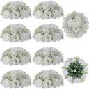BLOSMON Fake Flowers Ball Wedding Centerpieces 10 Pcs White Rose Babys Breath Artificial Flowers Center Pieces Decoration for Table Silk Kissing Floral Bouquet Arrangements for Home Party DIY Decor